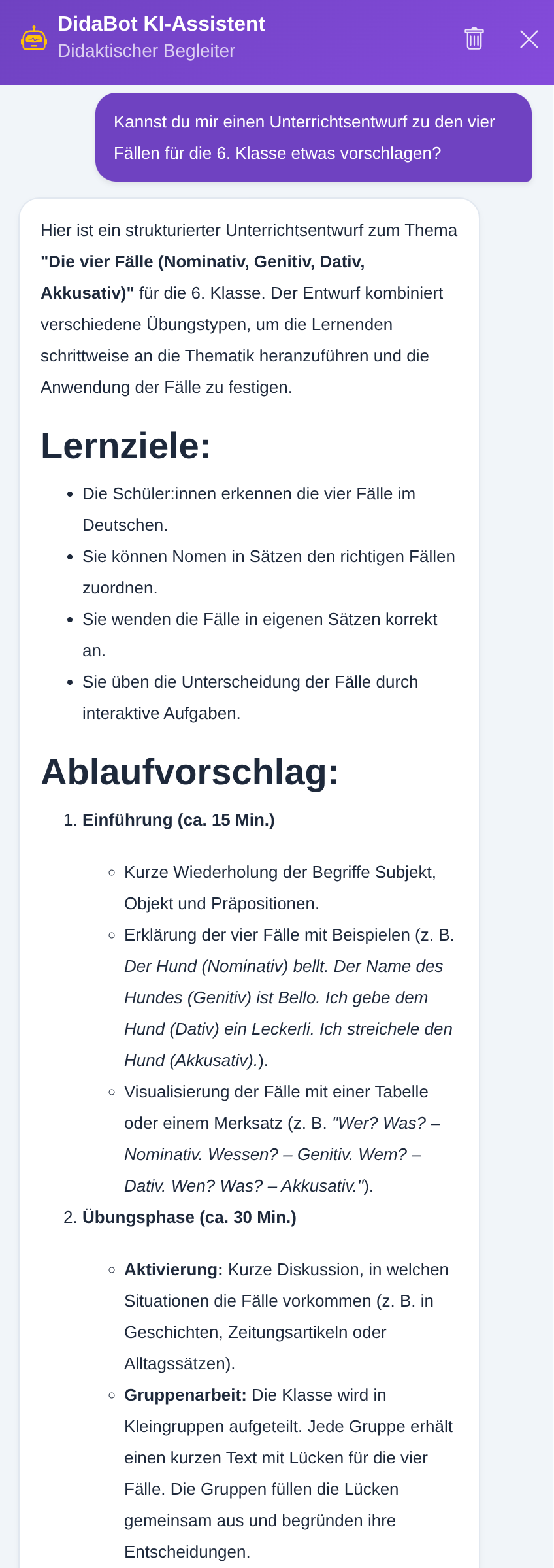 Der didaBot ist dein persönlicher KI-Assistent in Didaquiz.